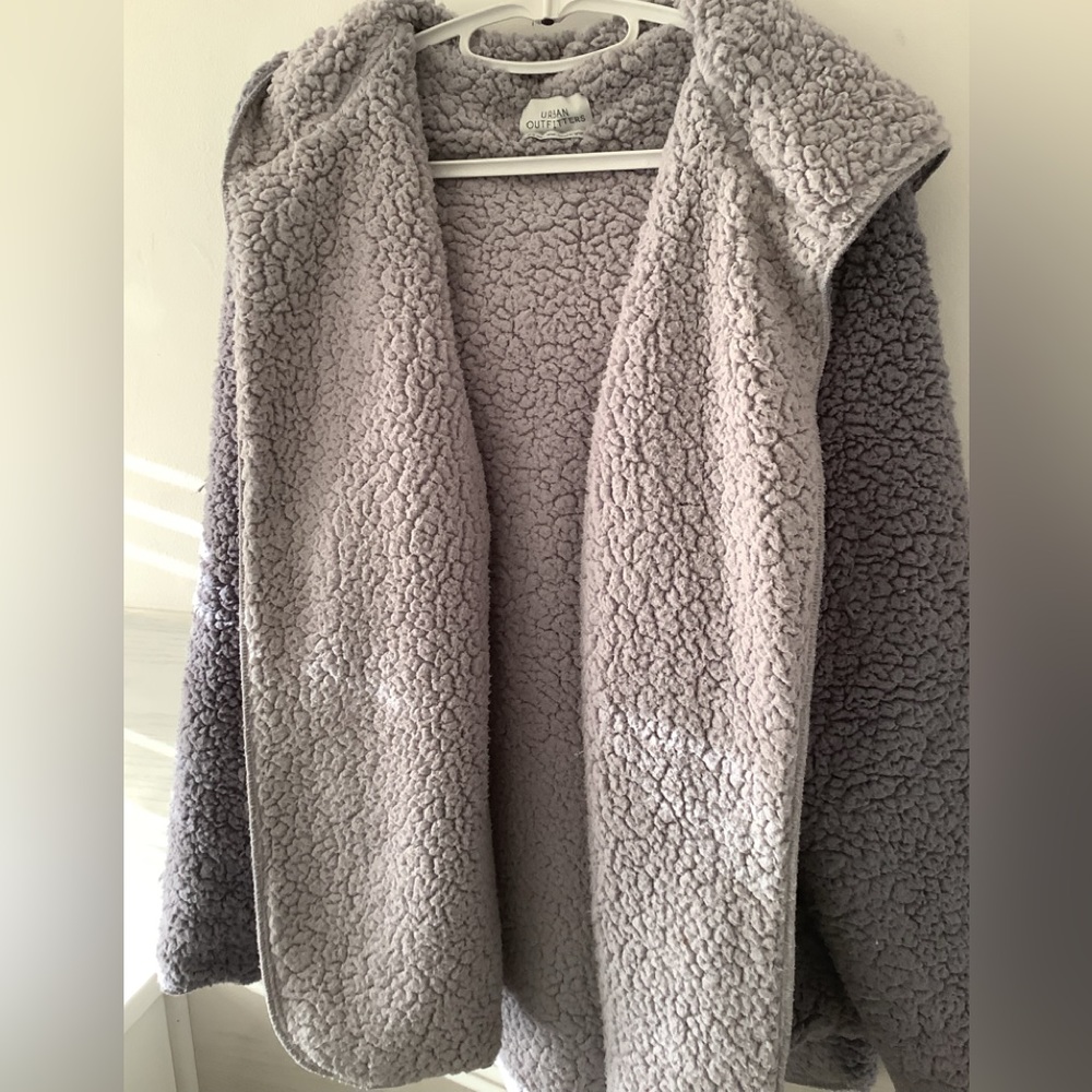 URBAN OUTFITTERS HOODIE TEDDY FLEECE BLUE/GRAY JACKET. M/L